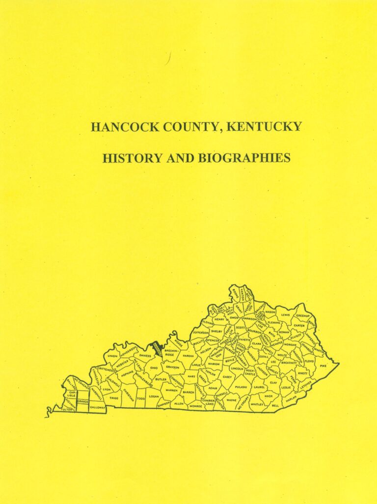 Hancock County Kentucky History And Biographies Southern Genealogy Books
