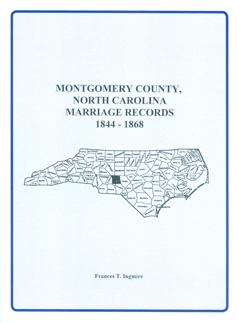 Montgomery County, NC Marriage Records: 1844-1868 - Southern Genealogy ...