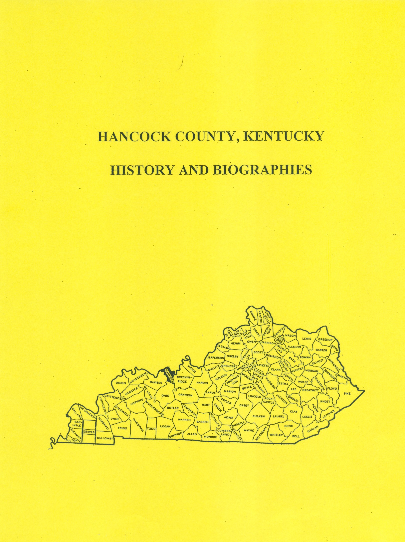 Hancock County Kentucky History and Biographies Mountain Press and